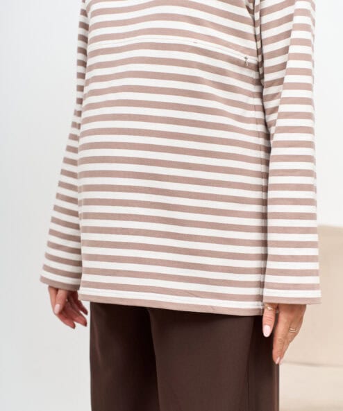 Кофейная тельняшка для будущих и кормящих мам Marina New — изображение 7
