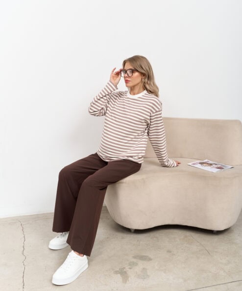 Кофейная тельняшка для будущих и кормящих мам Marina New — изображение 3