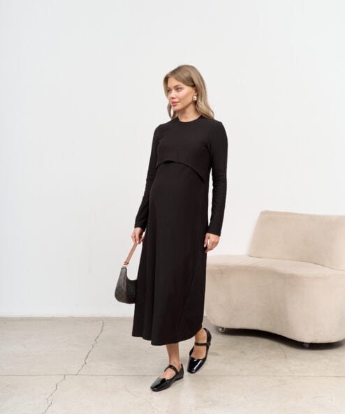 Черное платье для будущих и кормящих мам Casual Warm Черное платье для будущих и кормящих мам Casual Warm — изображение 5