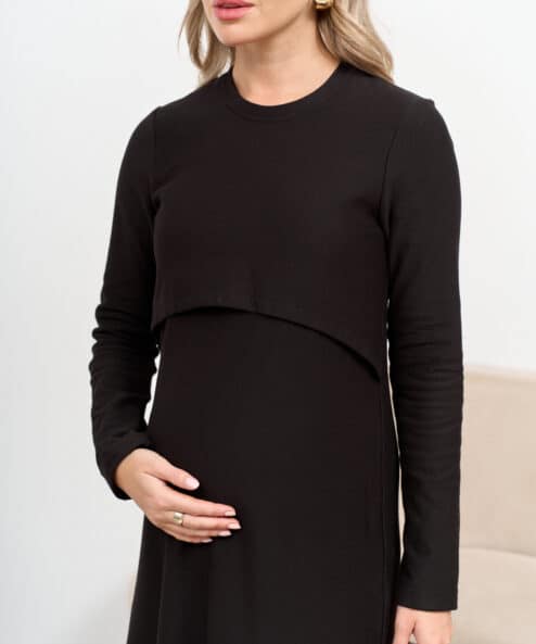 Черное платье для будущих и кормящих мам Casual Warm Черное платье для будущих и кормящих мам Casual Warm — изображение 6
