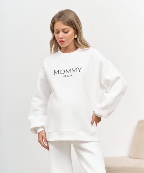 Молочный теплый свитшот для будущих и кормящих мам MOMMY est 2024 — изображение 5