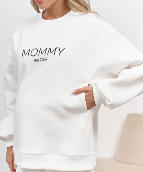 Молочный теплый свитшот для будущих и кормящих мам MOMMY est 2024 — изображение 2