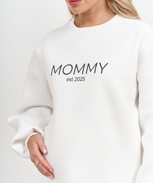 Молочный теплый свитшот для будущих и кормящих мам MOMMY est 2025 — изображение 6