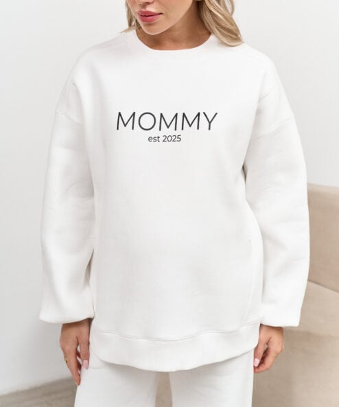 Молочный теплый свитшот для будущих и кормящих мам MOMMY est 2025 — изображение 3