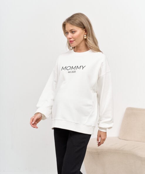 Молочный свитшот для мам Mommy est 2025 — изображение 3