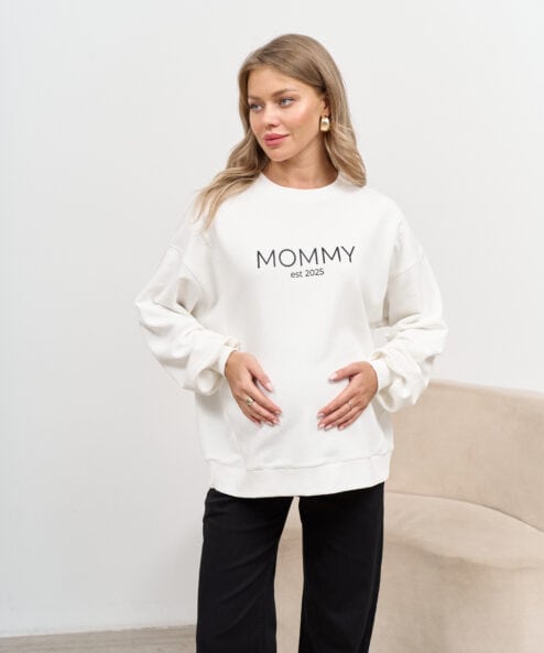 Молочный свитшот для мам Mommy est 2025