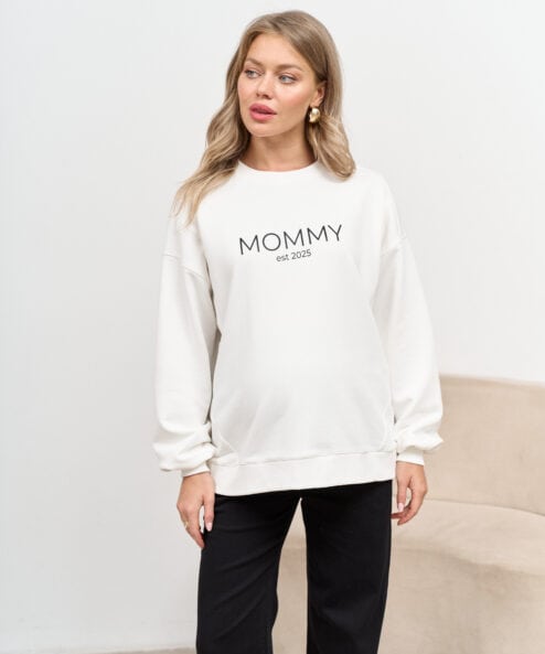 Молочный свитшот для мам Mommy est 2025 — изображение 4