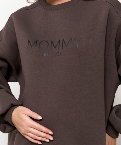 Кофейный теплый свитшот для будущих и кормящих мам MOMMY est 2025 Кофейный теплый свитшот для будущих и кормящих мам MOMMY est 2025 — изображение 6