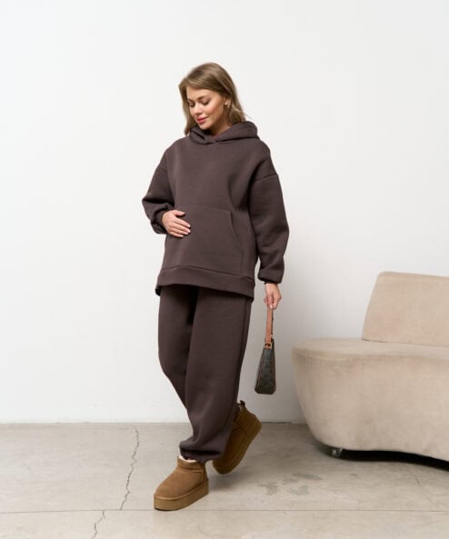 Кофейное теплое худи для будущих и кормящих мам Juna Warm — изображение 5