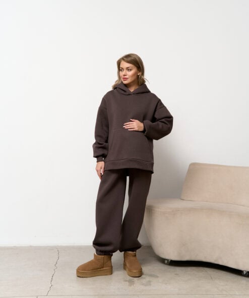 Кофейное теплое худи для будущих и кормящих мам Juna Warm — изображение 3
