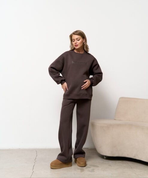 Кофейные теплые брюки для будущих мам Flex Warm — изображение 3