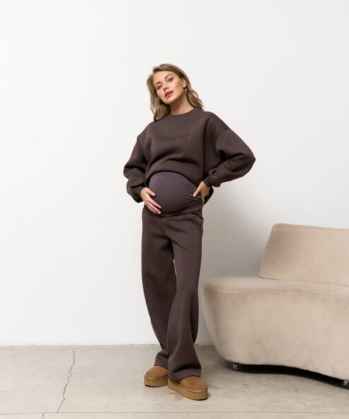 Кофейные теплые брюки для будущих мам Flex Warm — изображение 5