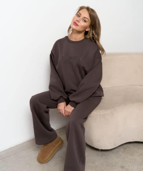 Кофейные теплые брюки для будущих мам Flex Warm — изображение 4