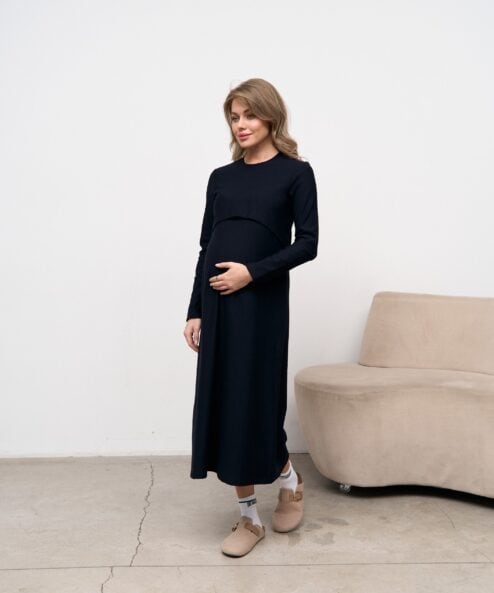 Темно-синее платье для будущих и кормящих мам Casual Warm — изображение 4
