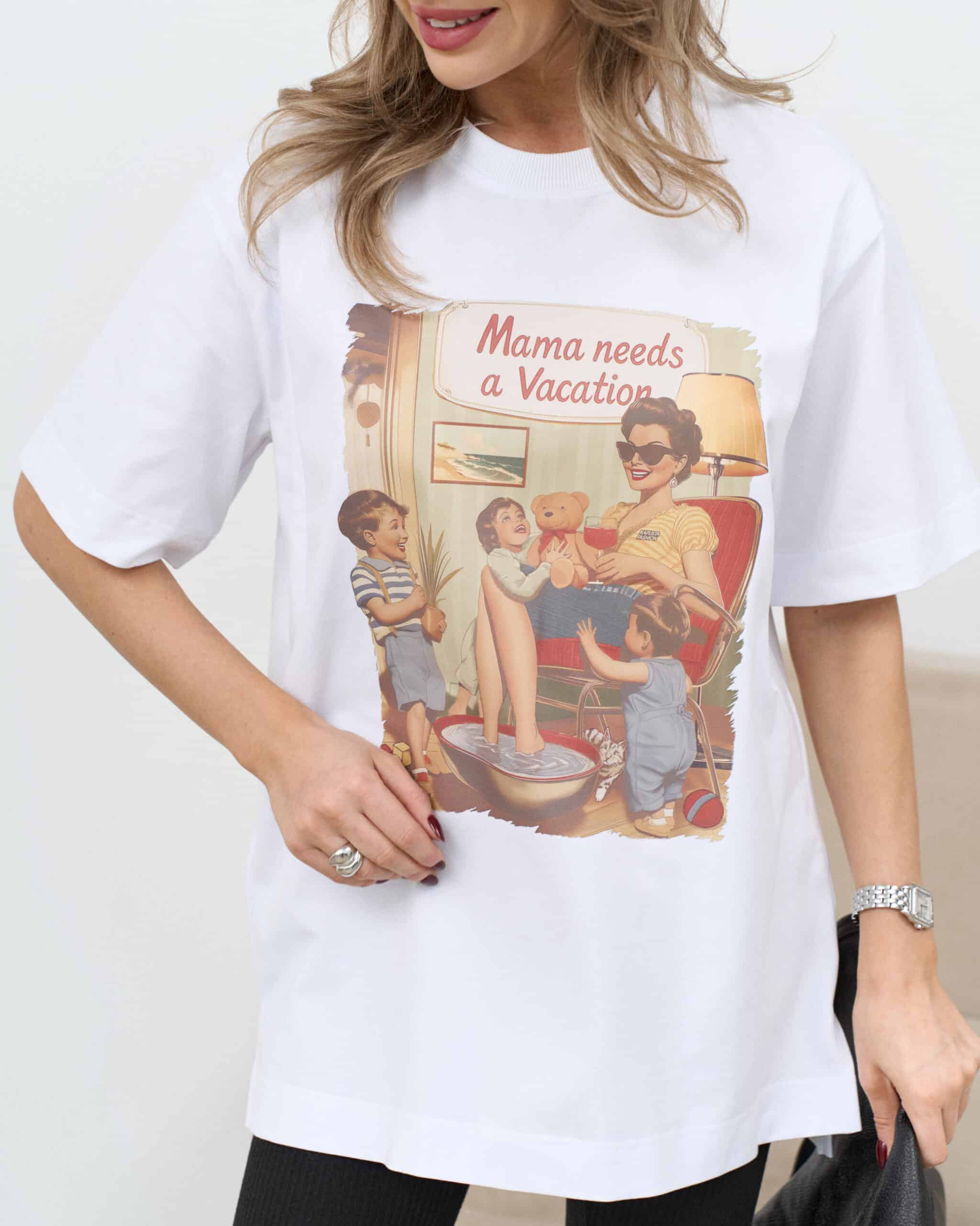 Белая футболка для будущих и кормящих мам Mama needs a vacation Белая футболка для будущих и кормящих мам Mama needs a vacation — изображение 6