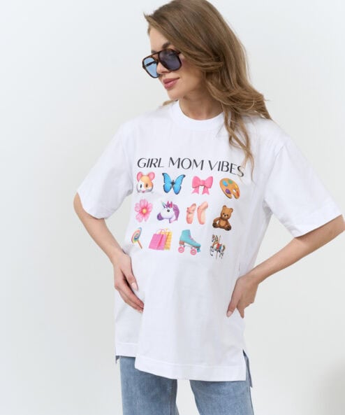 Белая футболка для будущих и кормящих мам Girl Mom Vibes Белая футболка для будущих и кормящих мам Girl Mom Vibes — изображение 8