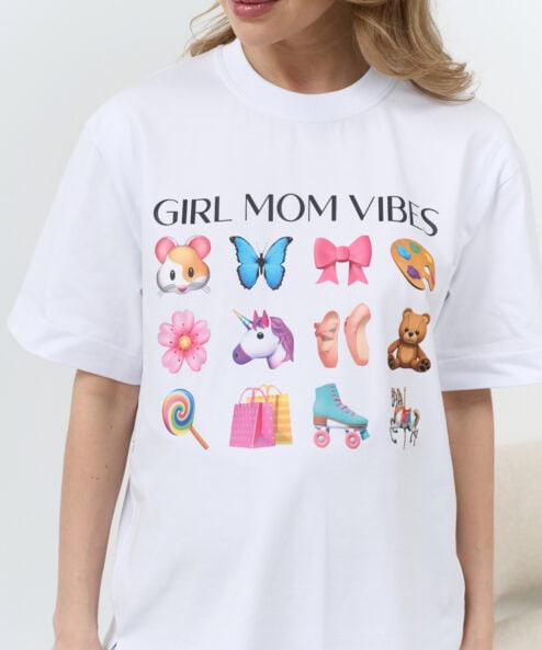 Белая футболка для будущих и кормящих мам Girl Mom Vibes Белая футболка для будущих и кормящих мам Girl Mom Vibes — изображение 7