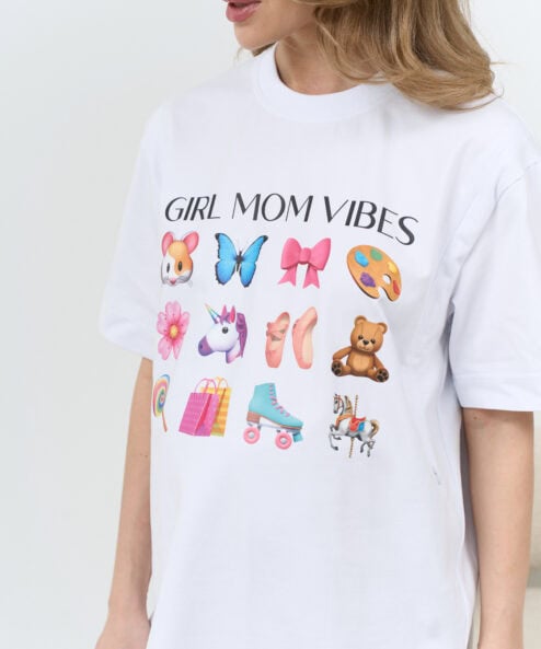 Белая футболка для будущих и кормящих мам Girl Mom Vibes Белая футболка для будущих и кормящих мам Girl Mom Vibes — изображение 12