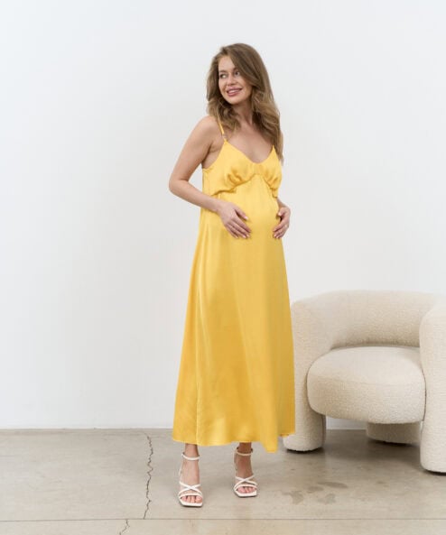Желтое платье для будущих и кормящих мам Karmen NEW