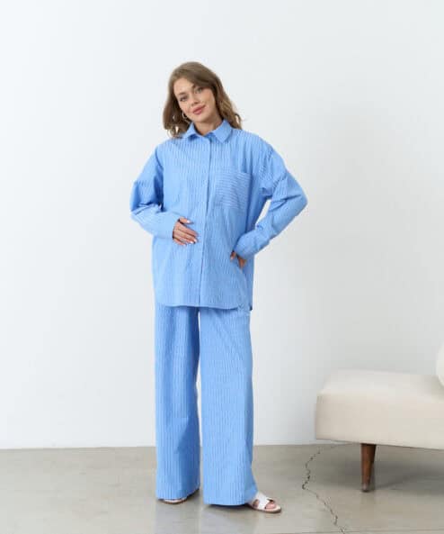 Голубые брюки в полоску для кормящих мам Darren — изображение 7