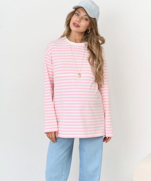 Розовая тельняшка для будущих и кормящих мам Marina New