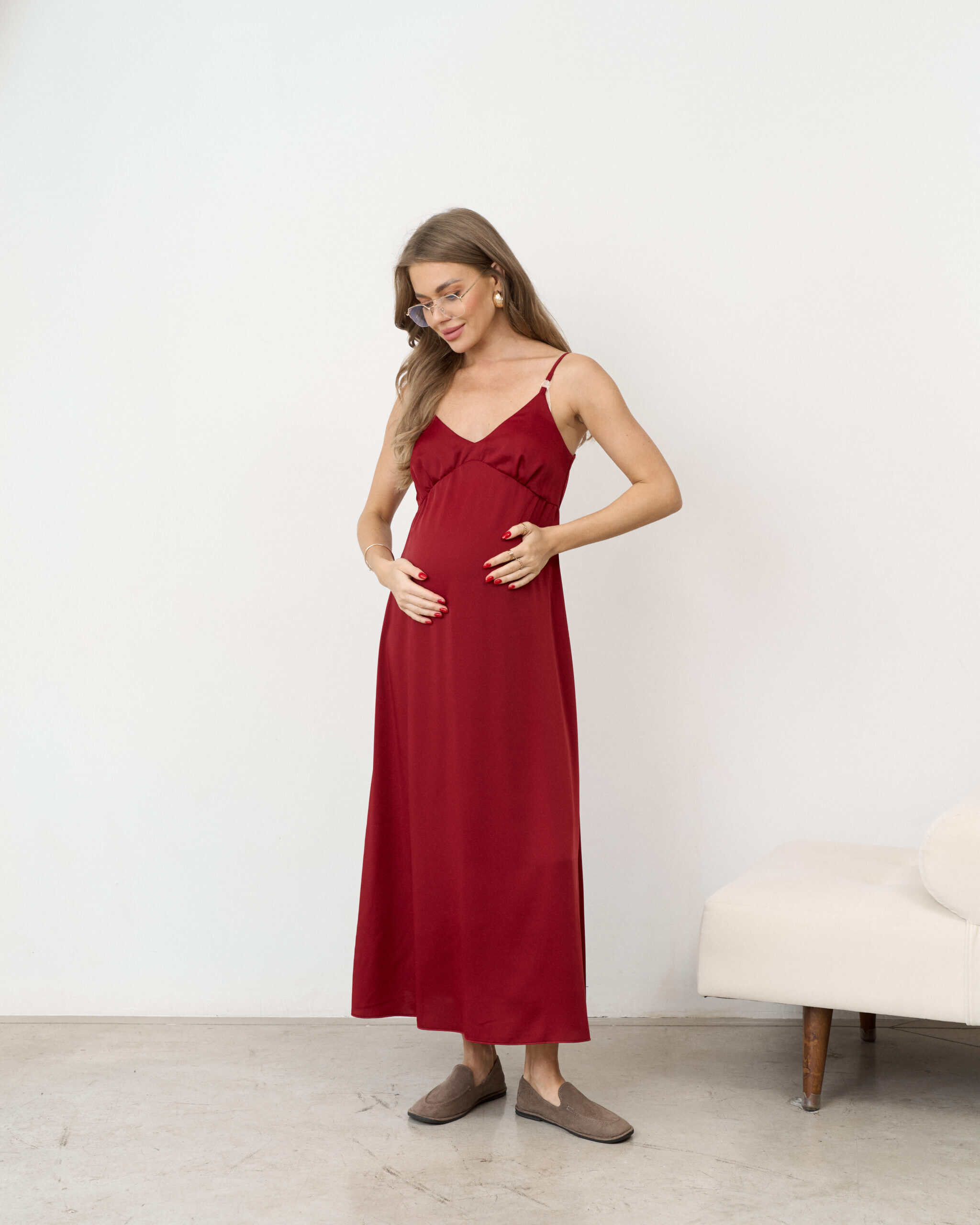 Брусничное платье для будущих и кормящих мам Karmen NEW Брусничное платье для будущих и кормящих мам Karmen NEW — изображение 4