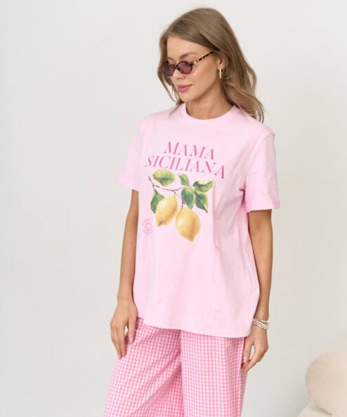 Розовая футболка для будущих и кормящих мам Mama Siciliana Розовая футболка для будущих и кормящих мам Mama Siciliana — изображение 2