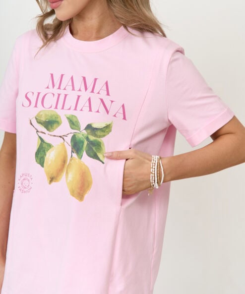 Розовая футболка для будущих и кормящих мам Mama Siciliana Розовая футболка для будущих и кормящих мам Mama Siciliana — изображение 3