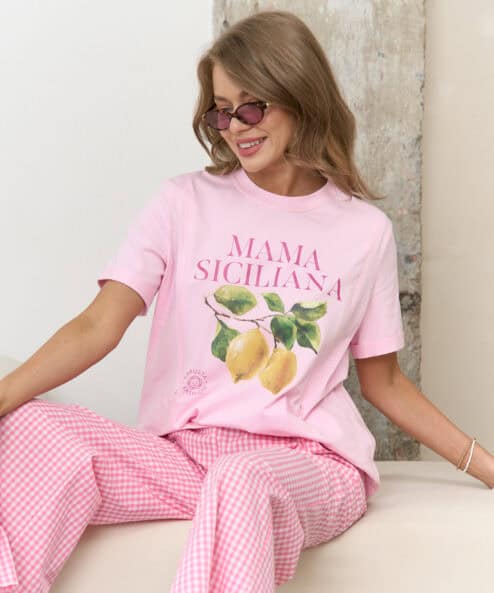 Розовая футболка для будущих и кормящих мам Mama Siciliana