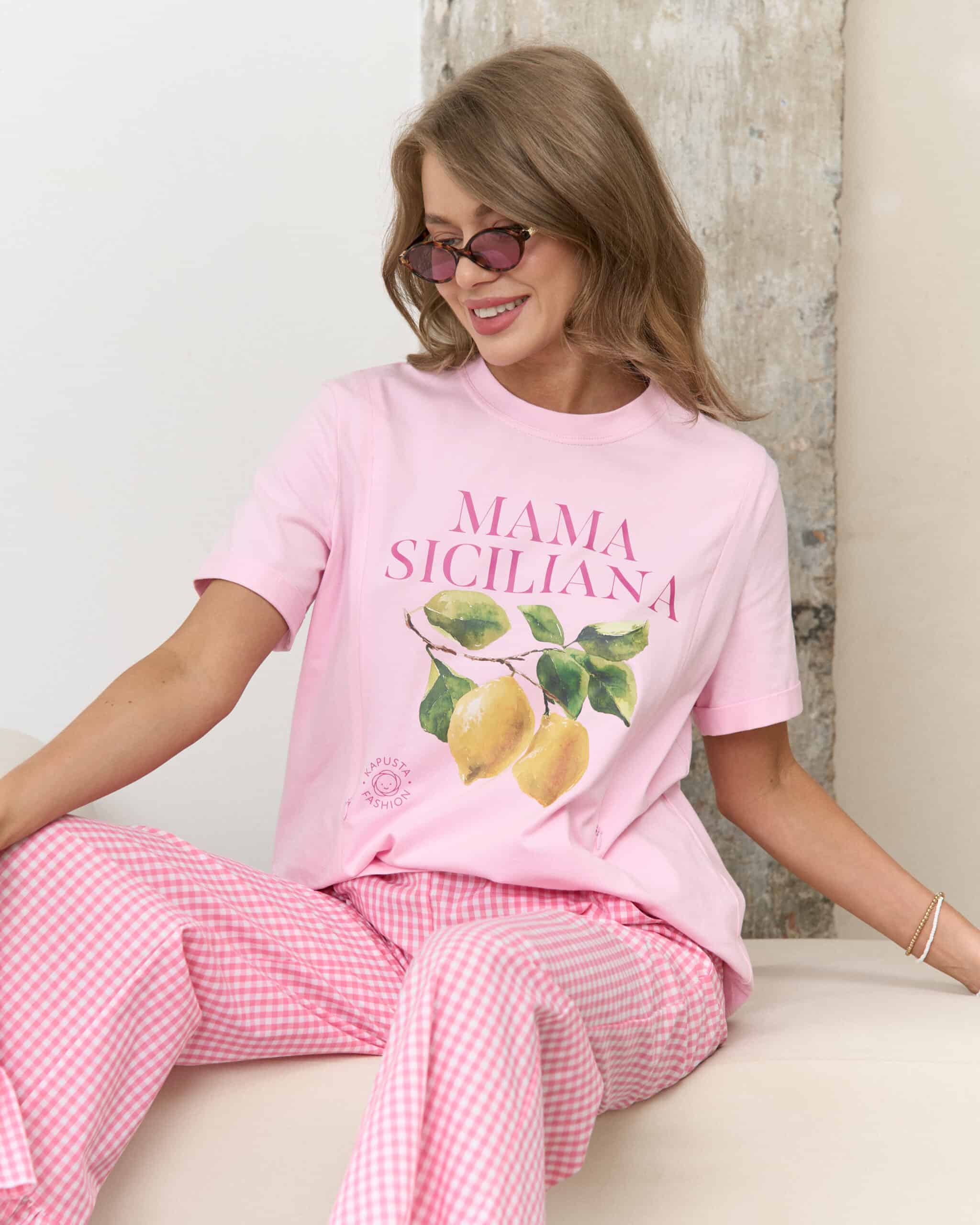 Розовая футболка для будущих и кормящих мам Mama Siciliana Розовая футболка для будущих и кормящих мам Mama Siciliana
