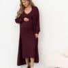 Темно-бордовый теплый свитшот для будущих и кормящих мам MOMMY est 2025 Зима 26