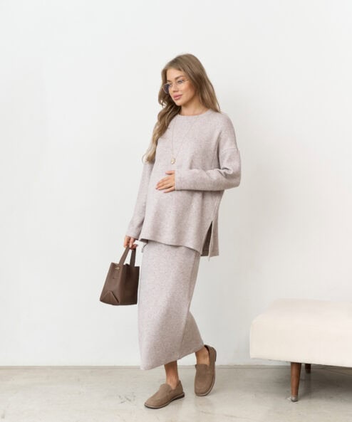 Кофейная теплая юбка для будущих и кормящих мам Trendy — изображение 5