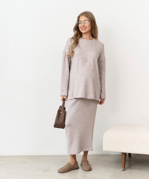 Кофейная теплая юбка для будущих и кормящих мам Trendy — изображение 4