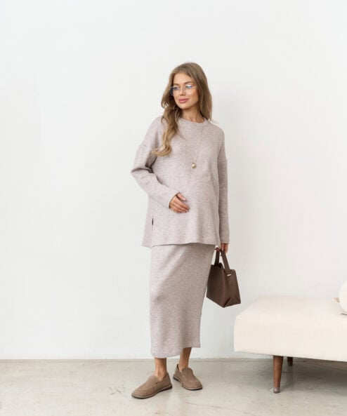 Кофейная теплая юбка для будущих и кормящих мам Trendy — изображение 6