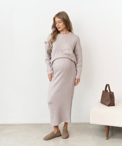 Кофейная теплая юбка для будущих и кормящих мам Trendy — изображение 7