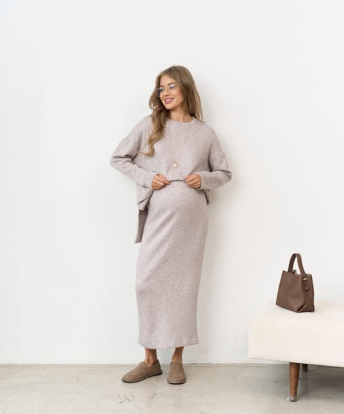 Кофейная теплая юбка для будущих и кормящих мам Trendy — изображение 8