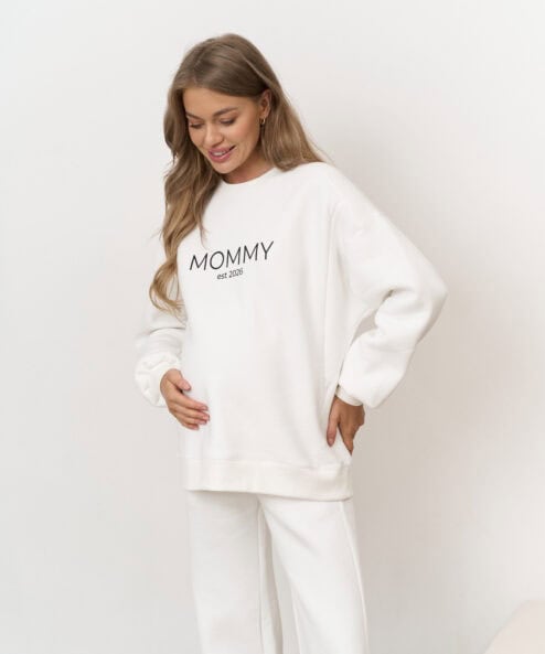 Молочный теплый свитшот для будущих и кормящих мам MOMMY est 2026 — изображение 7