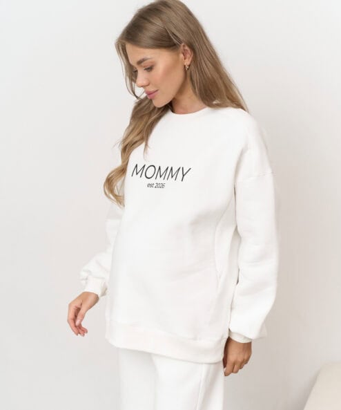 Молочный теплый свитшот для будущих и кормящих мам MOMMY est 2026 — изображение 8