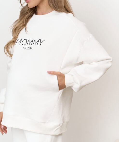 Молочный теплый свитшот для будущих и кормящих мам MOMMY est 2026 — изображение 10