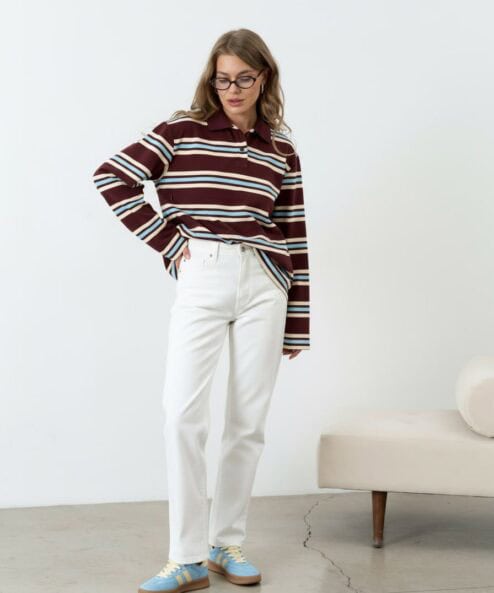 Бордовое поло в полоску для будущих и кормящих мам Tracy Бордовое поло в полоску для будущих и кормящих мам Tracy — изображение 5