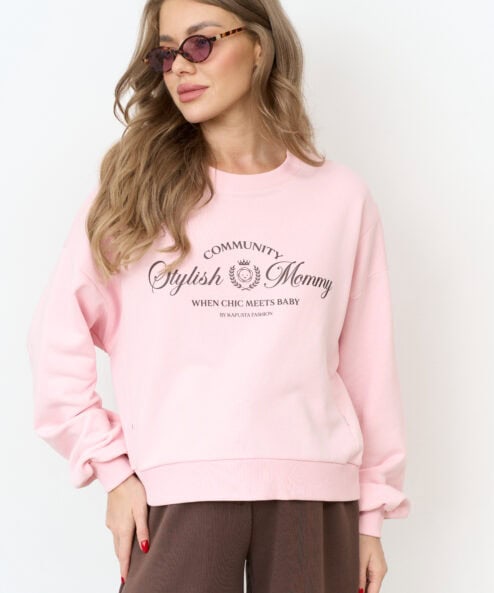 Розовый свитшот для будущих и кормящих мам Stylish Mommy — изображение 4