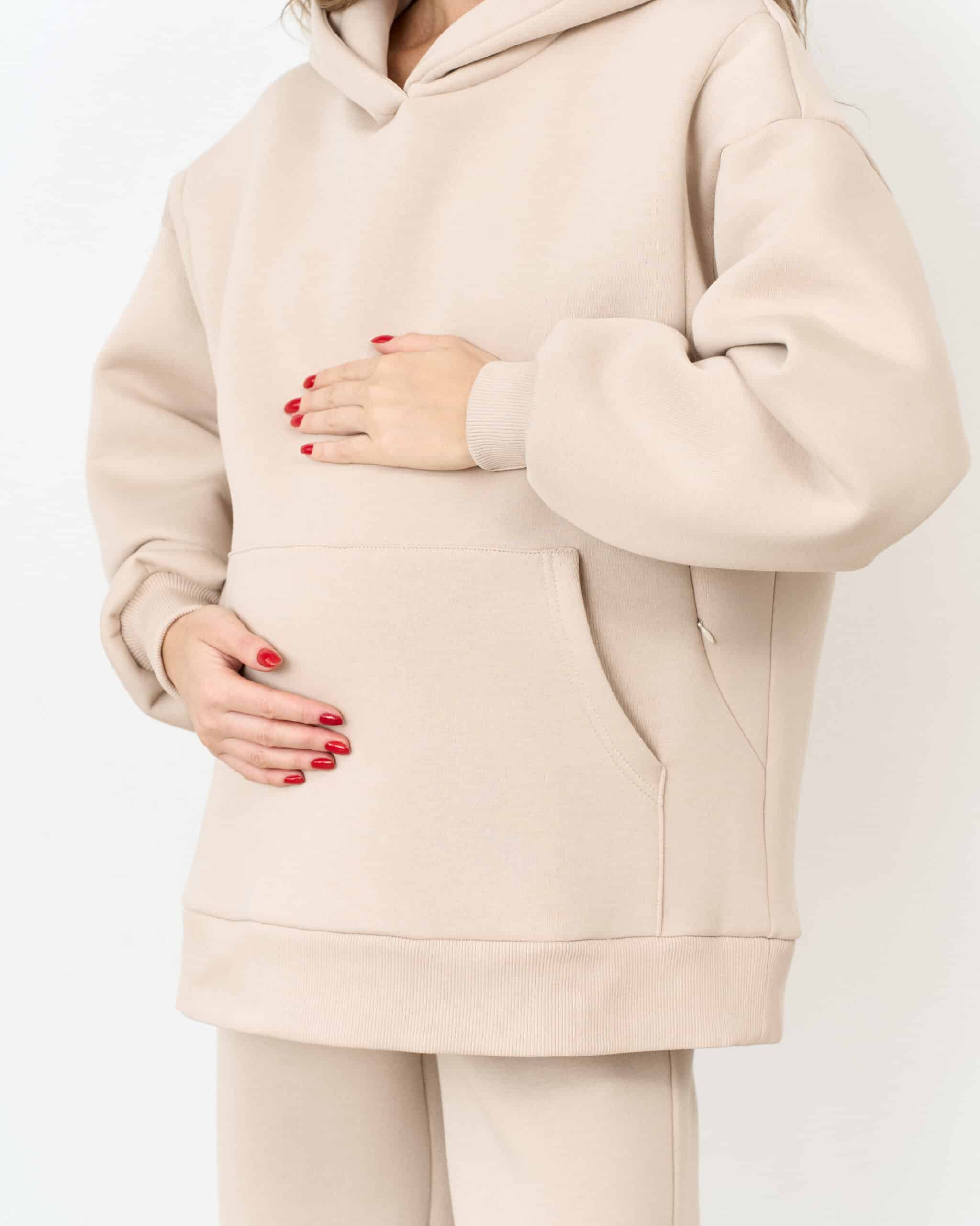 Теплое худи в цвете латте для будущих и кормящих мам Juna Warm Теплое худи в цвете латте для будущих и кормящих мам Juna Warm — изображение 4