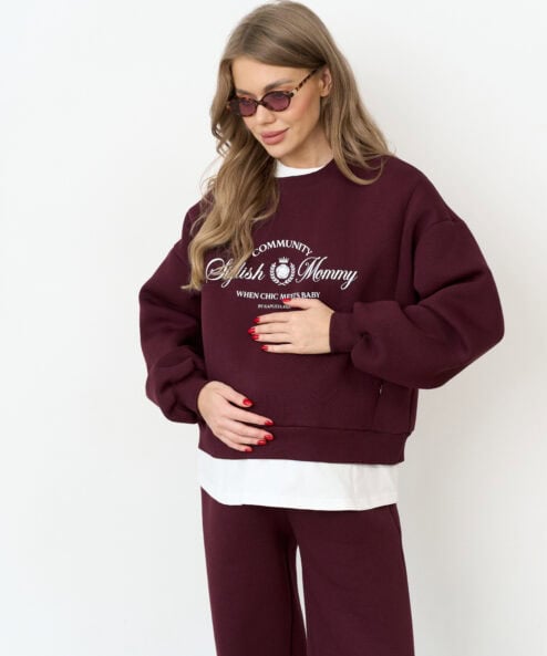 Сливовый теплый свитшот для будущих и кормящих мам Stylish Mommy — изображение 12