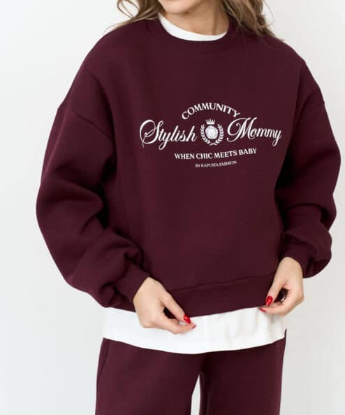 Сливовый теплый свитшот для будущих и кормящих мам Stylish Mommy — изображение 8