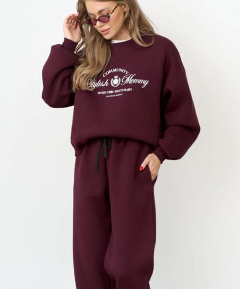 Сливовый теплый свитшот для будущих и кормящих мам Stylish Mommy — изображение 6