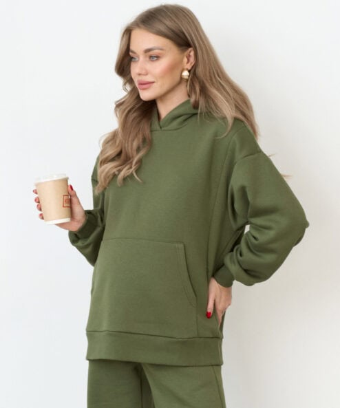 Теплое худи в цвете хаки для будущих и кормящих мам Juna Warm