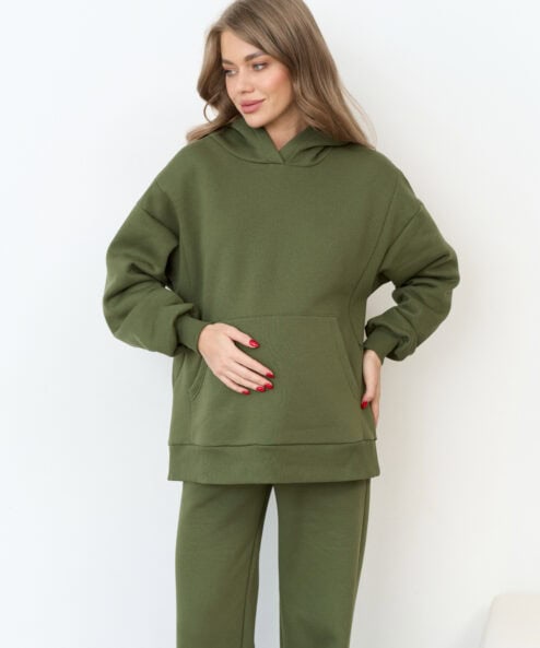 Теплое худи в цвете хаки для будущих и кормящих мам Juna Warm — изображение 6