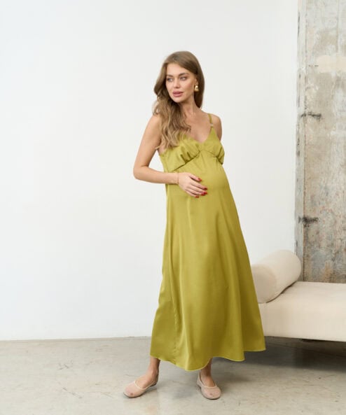 Оливковое платье для будущих и кормящих мам Karmen NEW — изображение 5