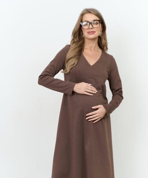 Шоколадное платье для будущих и кормящих мам Azalia — изображение 6