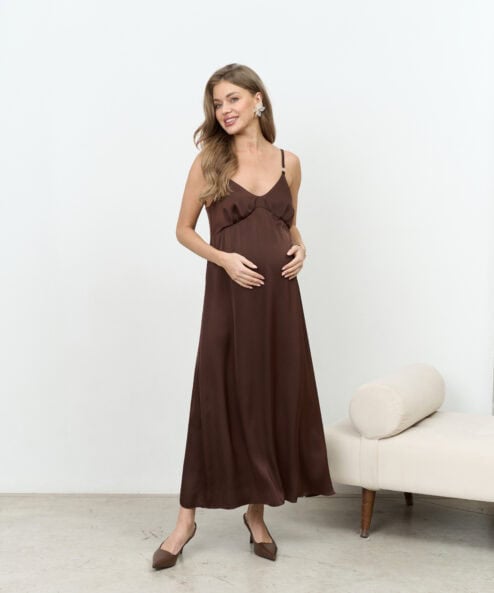 Шоколадное платье для будущих и кормящих мам Karmen NEW — изображение 3